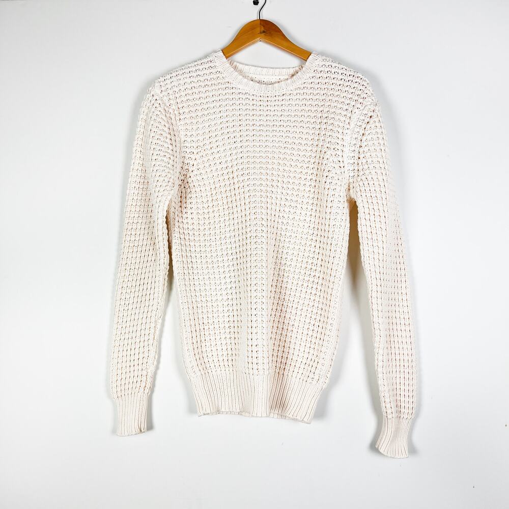 AllSaints mens wide knit sweater cream off white Size Small